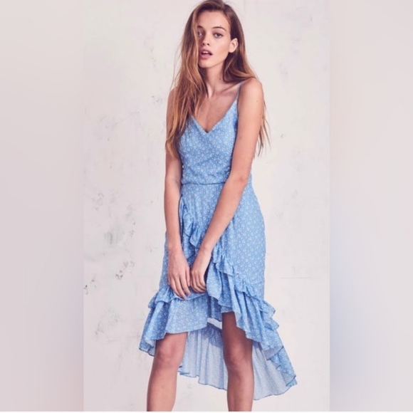 LOVESHACKFANCY... Maya Dress Dress A wrap-around ruffle and uneven hem....NWOT - Picture 3 of 8